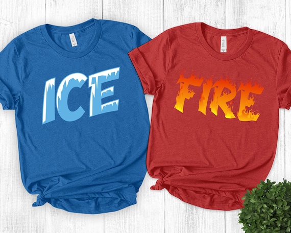 Matching Couple Halloween Costume T-Shirts - Fire And Ice Matching Couple Halloween Costume T-Shirts - Fire And Ice