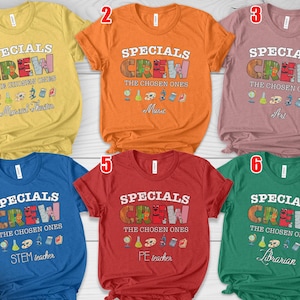 Disney Specials Crew Teacher Shirts, Elective Teacher Shirts, Custom Teacher School Tee, Dream Team Tees, Book Characters Staff Gifts NGSR01