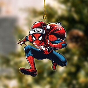 Custom Superhero Spiderman Team 2024 Christmas Tree Decor, Kids Christmas Ornament, Spiderman Ornament, Spidey Ornament Xmas Boy Gift D1MU16