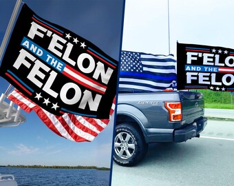 F'Elon and the Felon Flag - Resist Hate Lawn Sign, Anti-Trump Sign, Resist Racism, Resist Fascism Yard Sign with Metal H-Stake C1EU05