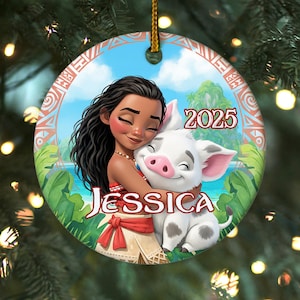 Personalized Moana Princess Christmas Ornament, Moana 2 Christmas Gift For Daughter, Cute Girl Moana Xmas Decor, Moana Lover Keepsake JCPL22