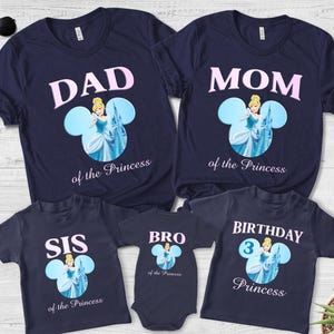 Personalized Disney Cinderella Birthday Shirt, WDW Disneyland Family Birthday Trip Shirts, Cinderella Shirt, Birthday Girl Family Tee JBUO35