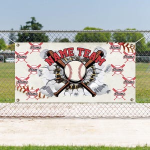 Custom Baseball Team Banner, Custom Player Names, School Team Name, Logo, Personlized Vinyl Banner With Metal Grommets NGQ312