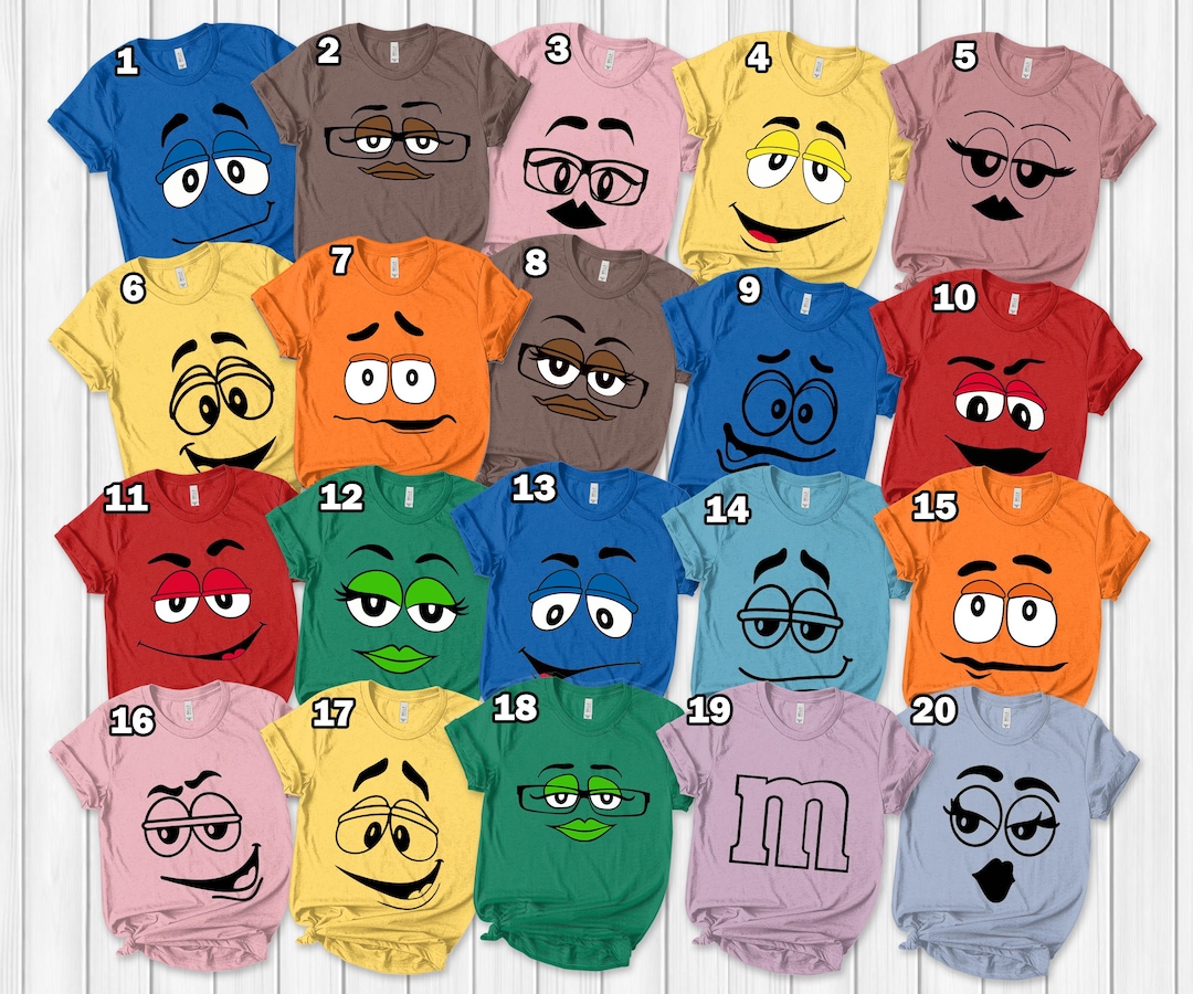 M and M Faces Characters Group Shirt, M M Face Group Matching Halloween ...
