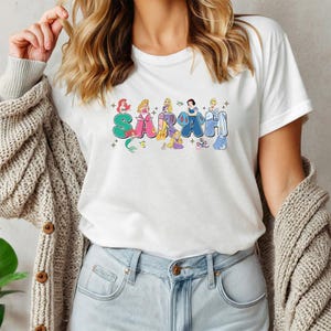 Custom Name Disney Princess Themed Tee,Disney Girl Trip Tee,WDW Disneyland Princess Birthday Girl,Cinderella Belle Rapunzel Ariel Tee D2F520