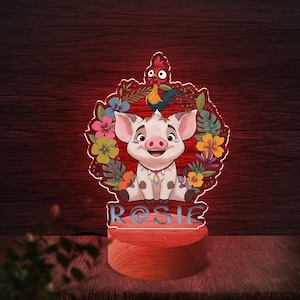 Personalised MOANA Night Light - Great Gift for Kids Birthdays - Nursery Decor Baby - Good Night Bedside Lamp - Christmas Present D2IL35