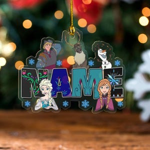 Adorno navideño personalizado de Frozen, adorno navideño de Elsa, adorno de Elsa Anna Olaf, decoración de árbol de Navidad de Disney, regalo de recuerdo de Frozen para niños BYKV18