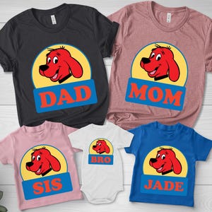 Clifford the Big Red Dog Shirt, Personalized Clifford Dog Family Birthday Shirt, Clifford Dog Birthday Party Shirt, Family Matching Shirt