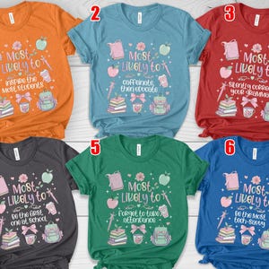 Custom Back to School Teacher Shirt, Coquette First Day of School Teacher Team, Most Likely To Teacher Group Matching Shirt NGSY21