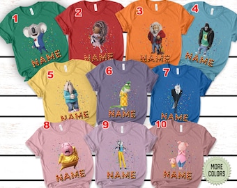 Sing 2 Family Birthday Shirt, Sing Birthday Shirt, Rosita Sing Ping Clay Calloway Meena Elephant Shirt, Sing Movie Birthday Shirt BXKN24