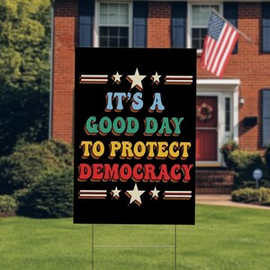 Protect Democracy Resist Protest Sign, Anti-Trump Protest Sign, Political Activist Rally Sign C1HE20