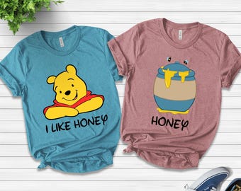 Pooh Couple Shirt, I Like Honey Honey Shirt, Matching Winnie The Pooh  Shirt, Disney Couple Shirt, Honeymoon Shirts C-03012338