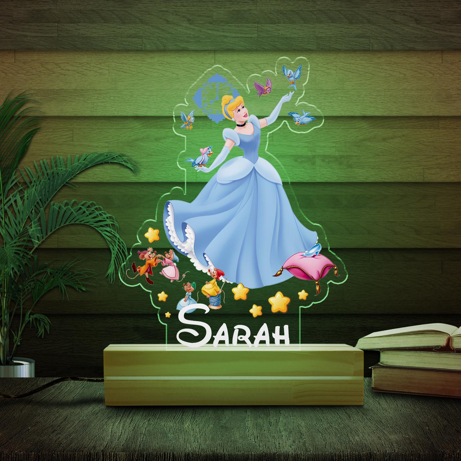 Personalized Disney Princess Night Light, Custom Cinderella Room