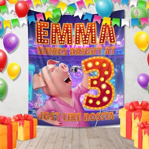 Sing 2 Birthday Backdrop | Sing 2 Birthday Theme Party | Personalized Birthday Banner With Kids Name And Age | Sing Birthday Decor JCM503