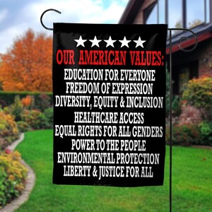 American Values Garden Flag – Progressive Political Yard Sign, Pro-Democracy Flag, Anti-Trump Banner, Social Justice Outdoor Decor JCMJ05