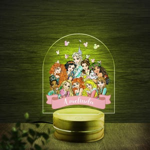 Personalized Disney Princess Castle Night Light, Custom Name Baby Girl Room Decor, Disney Princess Birthday Gift for Her D2JT32