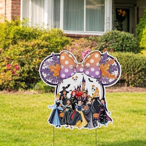 Disney Princesses Halloween Belle Elsa Snow White Ariel Cinderella Jasmine Moana Decoration Party Themed yard sign cut out D2IO24