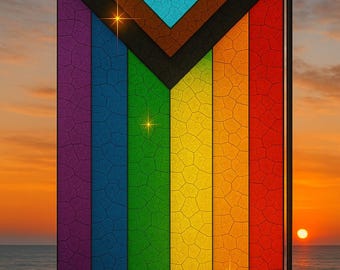 Stained Glass Pride Flag Garden Flag, Rainbow LGBTQ+ Flag For Home, Beautiful Flower Gay Pride Garden Flag, Pride is Beauty NGRL96