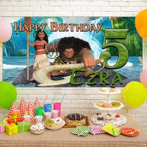Moana Birthday, Moana Birthday Banner, Custom Moana Backdrop, Kids Birthday Decor, Custom Birthday Backdrop C1FQ03