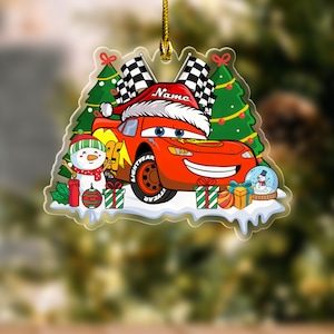 Custom Lightning McQueen Christmas Ornament, Cars Movie Ornament,Mcqueen Ornament,Personalized Disney Cars Acrylic Christmas Ornament BYKK03