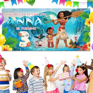 Moana Birthday, Moana Birthday Banner, Custom Moana Backdrop, Kids Birthday Decor, Custom Birthday Backdrop BZDQ14