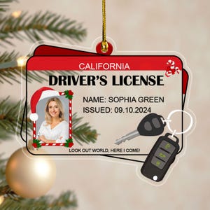 Personalized New Driver Ornament 2024, Drivers License Ornament, Gift for New Driver, Driving Ornament, Drivers Christmas Ornament NFWJ09
