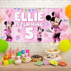 Minnie Mouse birthday backdrop, Minnie Mouse birthday banner, Minnie Mouse Decoration party, Minnie Mouse Background C1E315