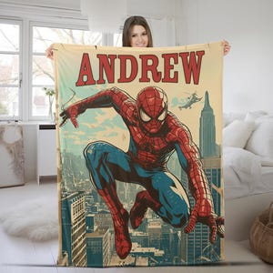 Custom Spiderman Blanket , Spider Hero Gift For Kids , Spider Birthday Theme Party, Superhero Birthday Gift For Kids NGOY12