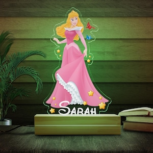 Personalized Disney Aurora Princess Night Light, Custom Name Baby Girl Room Decor, Sleeping Beauty Gift for Her, Disneyland Gift NGOF13