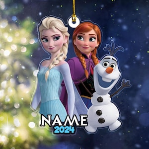 Adorno navideño personalizado de Frozen, adorno navideño de Elsa, adorno de Elsa Anna Olaf, decoración de árbol de Navidad de Disney, regalo de recuerdo de Frozen para niños D1MG05