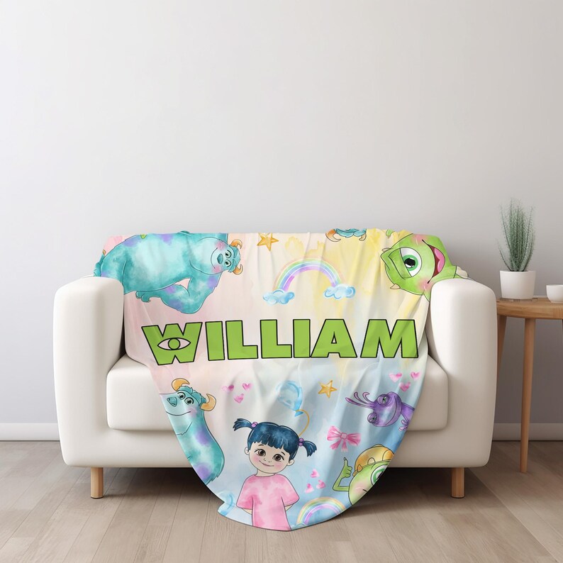 Personalized Watercolor Monsters Blanket,funny Monsters Inc Blanket