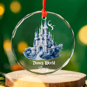 Disney Worlf Castle Glass Ornament  Disney World Vacation Custom Ornament Christmas Gifts D1NN05