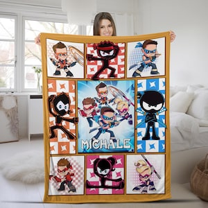 Personalized Ninja Kidz Family Blanket, Custom Name Baby Blanket, Gift For Birthday C1HR20