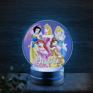 Personalized Princess Night Light, Kids Room Decor, LED Light, Fairytale Gift, Royal Theme Bedroom Light, Custom Name Lamp for Her C1FE13