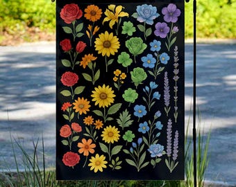 Floral Progressive Pride Flag Garden & House Banner, LGBTQ+ Flag For Home, Beautiful Flower Gay Pride Garden Flag, Pride is Beauty BZFO09