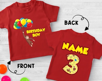 Curious George Birthday T-Shirt, Personalized Monkey Birthday Shirt, First Birthday T-Shirt, Custom Birthday Shirt D2EI02