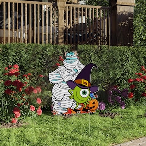 Monster Inc Halloween Yard Sign Cut Out, Disney Pumpkin Lawn Prop, Boo Sulley Mike Fall Halloween Outdoor Decoration Standee NGTU02