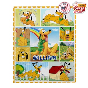 Custom Pluto Dog Blanket, Disney Pluto Velveteen Plush Blanket, Family Gift, Dog cartoon blanket, Mickey Mouse blanket, Disneyland
