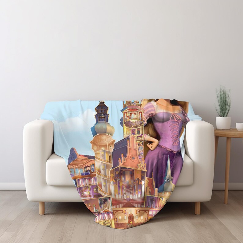 Personalized Tangled Rapunzel Blanket, Watercolor Disney Princess