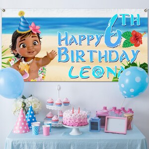 Personalized Moana Backdrop, Moana Birthday Banner, Birthday Decor, Custom Birthday Backdrop, Moana Birthday CZIT42