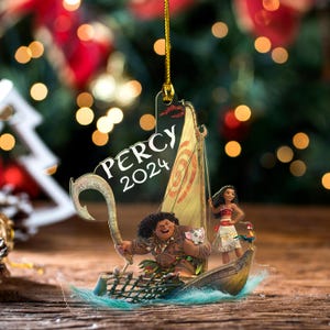 Moana Christmas Acrylic Ornament Disney Princess Moana Cutout Ornament Personalized Christmas Ornament Disney Christmas ornament BYLZ12