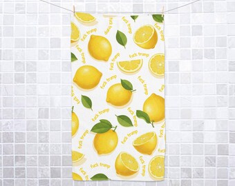 Subtle F*ck Trump Lemon Hand Towel,Political Home Decor,Lemon Kitchen Towel,Home Accessory Humor, Sarcastic Liberal Gift, FDT Towel G5NA32