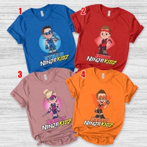 Custom Ninja Kidz Birthday Family Shirt, Personalized Ninja Group Matching Shirt for Party, Kids Birthday Gift Tee for Boys and Girls NGQU13
