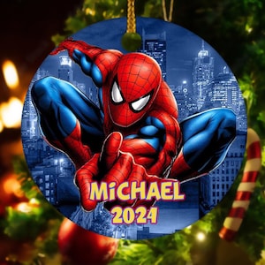Spiderman Christmas Kids 2024 Ornaments, Spider Kids Personalized Name Gifts 2024, Family Birthday Gifts Christmas Tree D1IO14