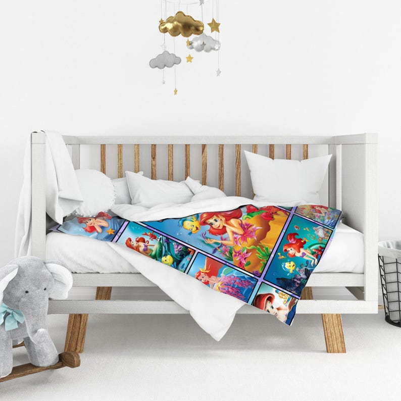 Personalized the Little Mermaid Throw Blanket, Custom Name Ariel