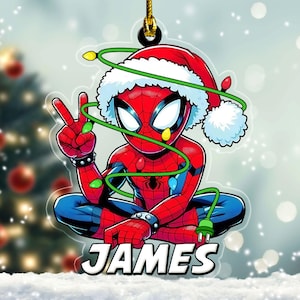 Personalized Superhero Spiderman Team 2024 Christmas Tree Decor, Christmas Ornament, Spiderman Ornament,Spidey Ornament Xmas Boy Gift NFXY03