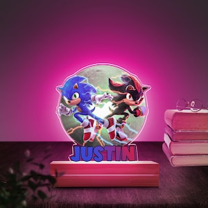 Sonic Hedgehog Personalized Night Light, LED Lamp Decor, Personalized Gift, Color LED Night Light Lamp, Bedroom Lamp, Engrave, Sonic NGOU16