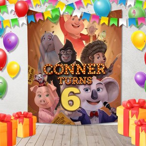 Sing 2 Birthday Party Backdrop | Personalized Name Banner & Poster | Custom Sing 2 Kids Party Decor and Celebration Supplies JCLC03