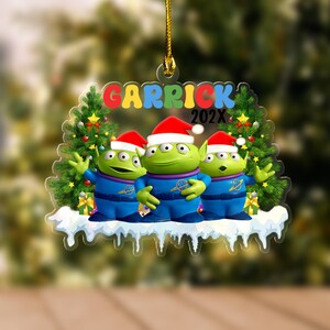 Personalized Toy Story Alien Christmas Ornament, Custom Green Alien Toy Character Xmas Tree Decor, Toy Story Keepsake Gift for Kid NGUS08