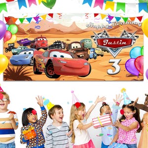 Custom Disney Cars Birthday Backdrop, Cars Birthday Banner, Cars Birthday Party, Cars Party Decoration Custom Name Cars Birthday NGPB15